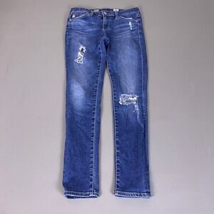 AG Adriano Goldschmied Jeans 27R Legging Ankle Super Skinny Blue Distressed  USA